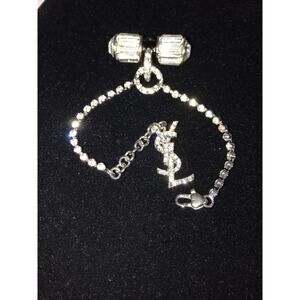 YSL CRYSTAL LOGO BRACELET with crystals Sterling Silver 925